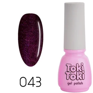 Гель-лак Toki Toki 043, 5 мл, темно-буряковий з шиммером