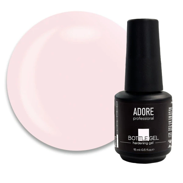 Гель, що камуфлює Adore Professional Bottle Gel Powder для зміцнення нігтів молочний з рожевим підтоном 15 мл