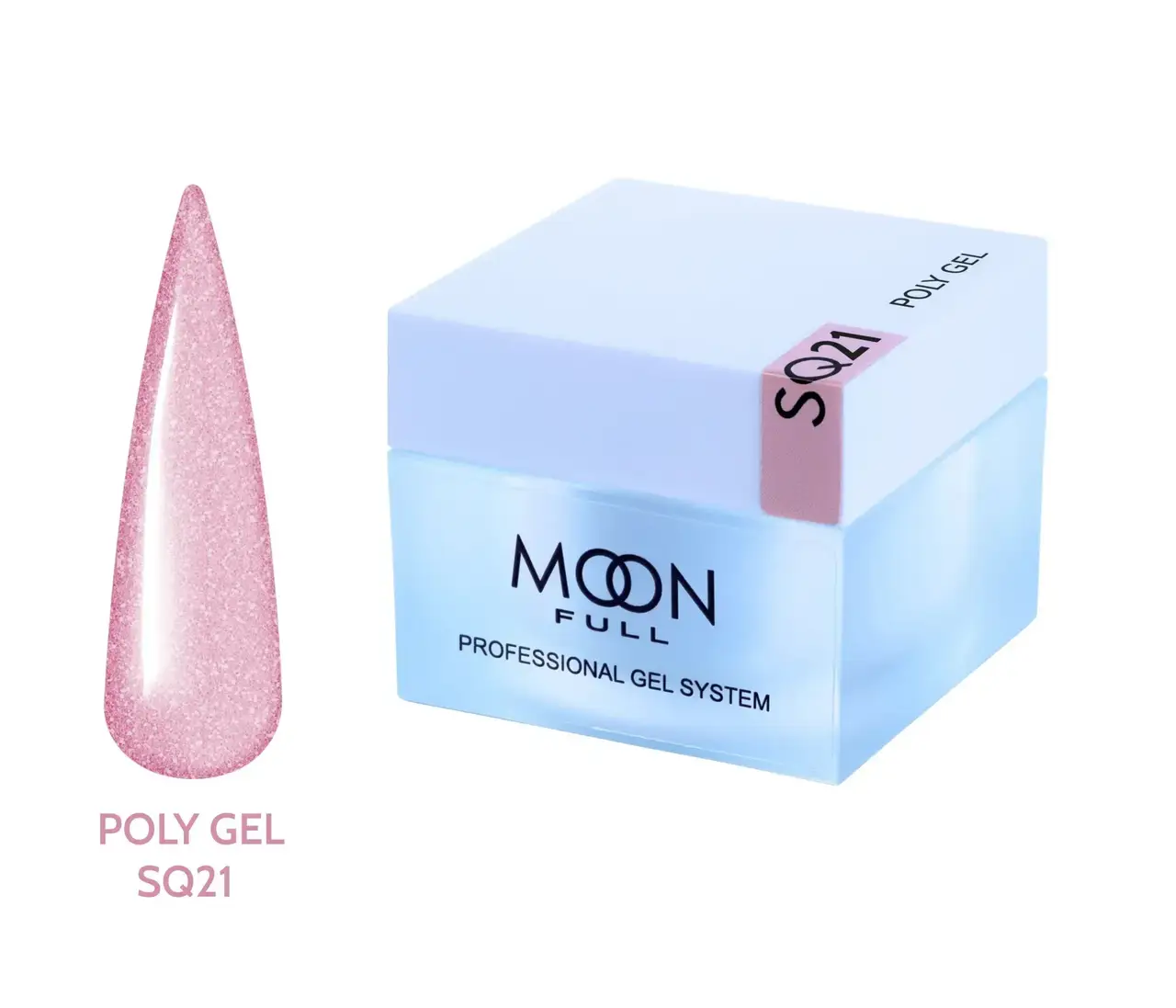 Полігель (акрил-гель) камуфлюючий, Moon Full Poly Gel, №SQ22, рожевий блискучий перламутр, 30 мл