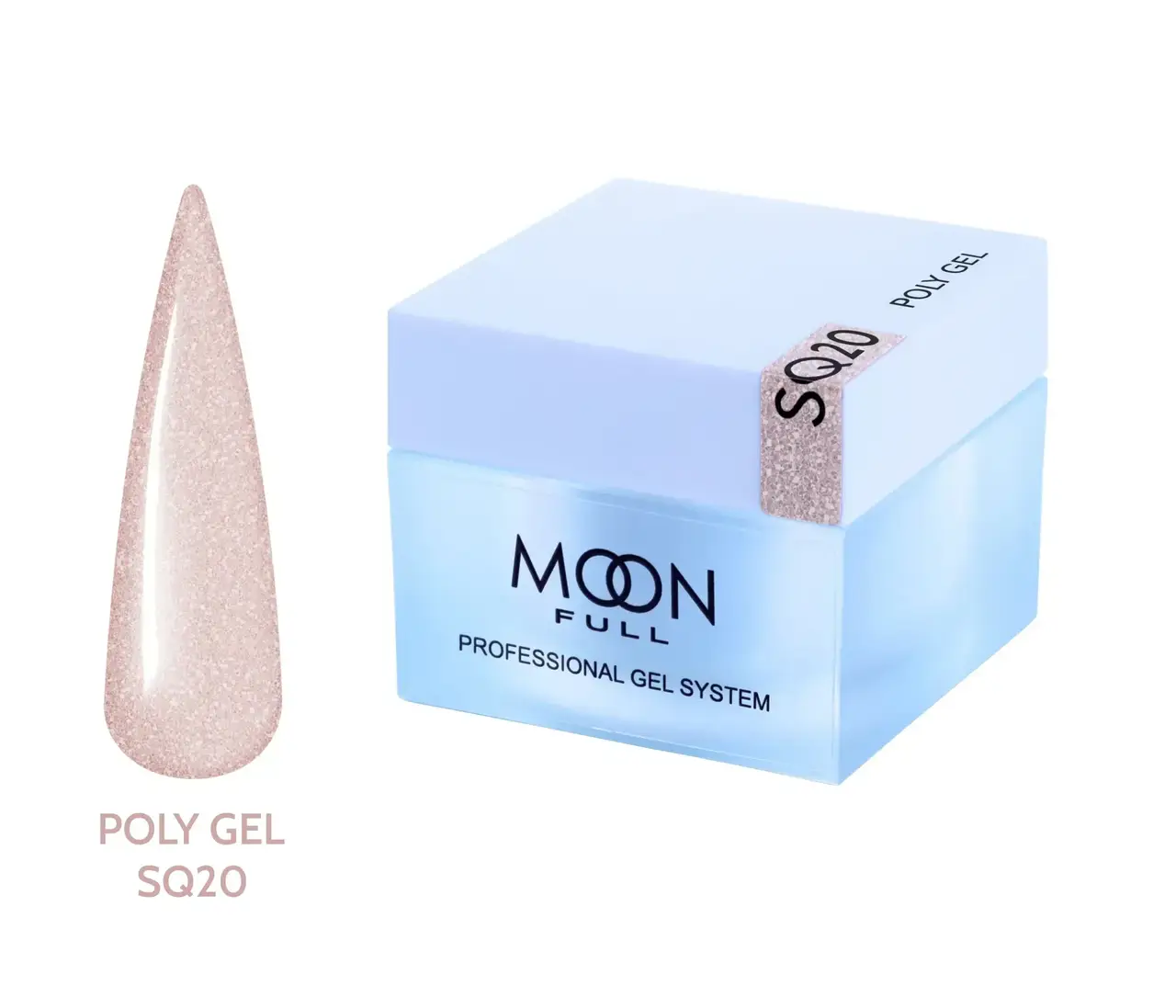 Полігель (акрил-гель) камуфлюючий, Moon Full Poly Gel, №SQ20, бежеве сяйво, 30 мл